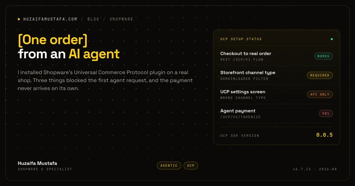 Shopware Universal Commerce Protocol setup: UCP profile, agent checkout flow, and payment status